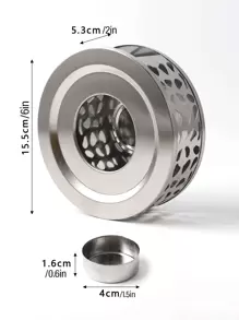 1set Stainless Steel Hollow Tea Insulation Stove - Silver - View 2