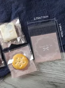 100个装花卉图案饼干包装袋，情人节派对，家居装饰，家居礼品 - 粉色 - 查看 2