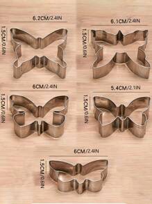 5 piezas Molde de galleta en forma de mariposa - Plateado - Ver 2