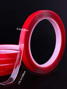3rolls Transparent Double Sided Tape Sticker For Car,High Strength No Traces Adhesive Sticker,Living Goods - Red - View 4