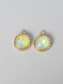 2 cái / bộ Mặt dây chuyền DIY hình tròn pha lê - Nhiều màu - Xem 1