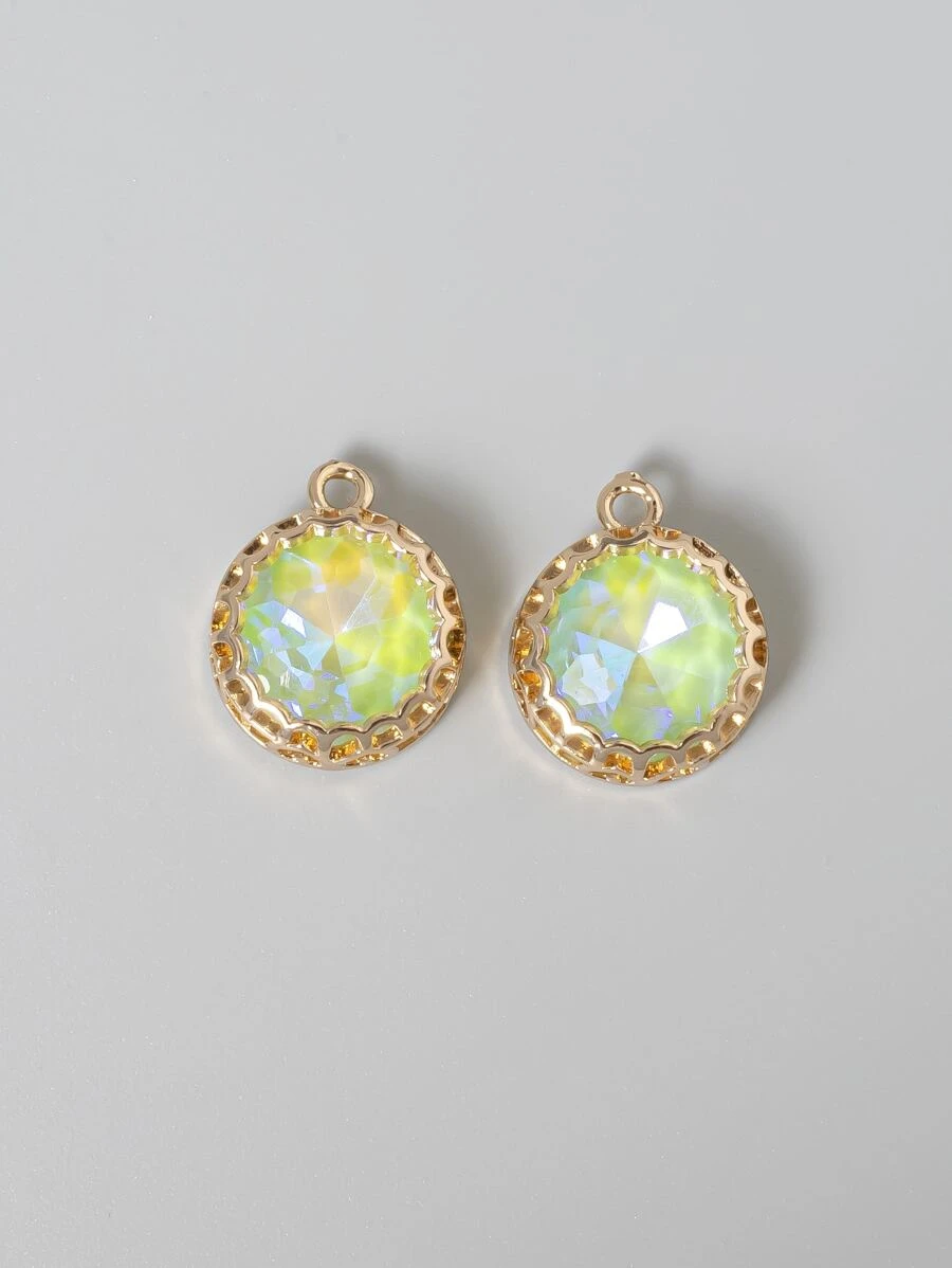 2 cái / bộ Mặt dây chuyền DIY hình tròn pha lê - Nhiều màu - Xem 1