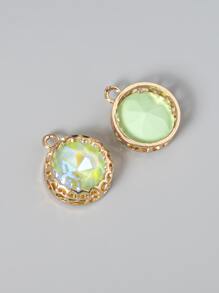 2 cái / bộ Mặt dây chuyền DIY hình tròn pha lê - Nhiều màu - Xem 2