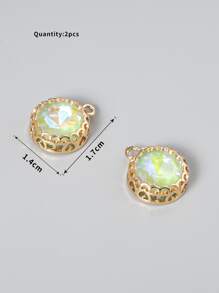 2 cái / bộ Mặt dây chuyền DIY hình tròn pha lê - Nhiều màu - Xem 3