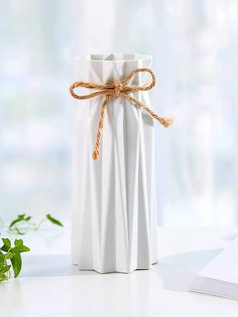 1pc Plastic Vase, Nordic White Flower Vase For Home