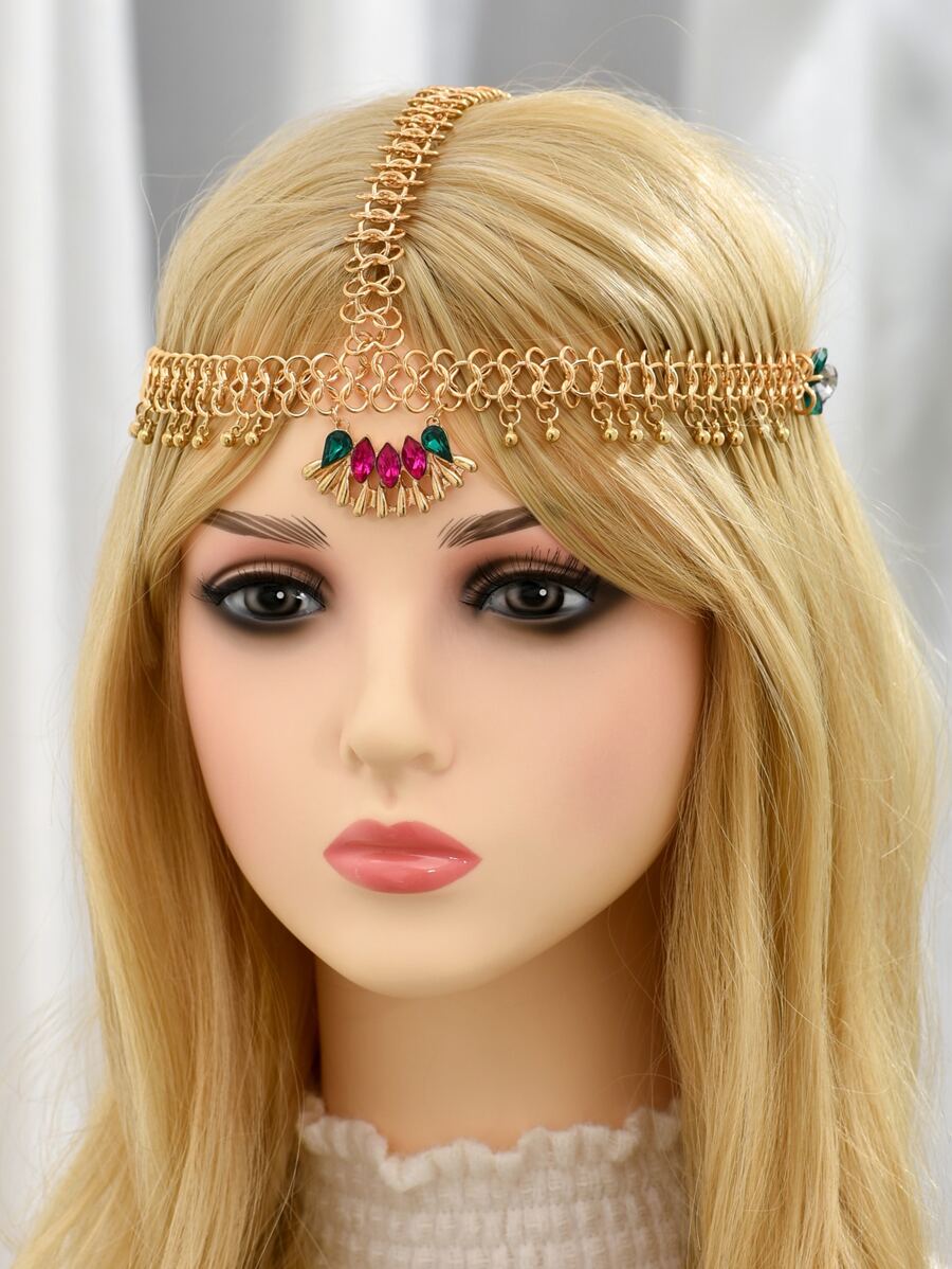 Rhinestone Decor Costume Hair Band - Gold - View 1
