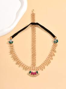 Rhinestone Decor Costume Hair Band - Gold - View 2