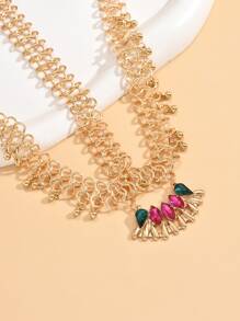 Rhinestone Decor Costume Hair Band - Gold - View 4