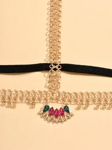 Rhinestone Decor Costume Hair Band - Gold - View 5