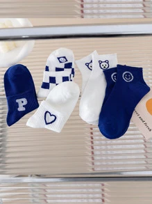 5雙愛心和字母圖案短襪 - 彩色 - 查看 4