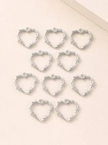 10pcs/Set Heart DIY Pendant Valentines - Silver - View 3