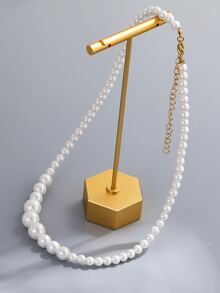 Faux Pearl Beaded Necklace - Multicolor - View 2