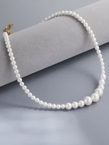 Faux Pearl Beaded Necklace - Multicolor - View 3