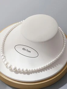 Faux Pearl Beaded Necklace - Multicolor - View 4