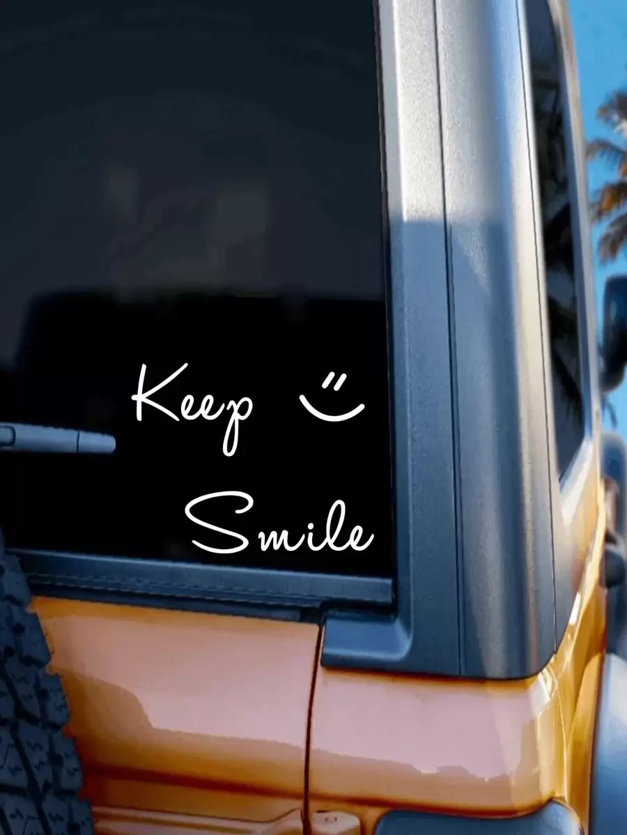 1pc Slogan Graphic Car Sticker - White - View 1