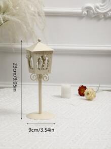 1pc Iron Candle Holder, Creative Lantern Design Candle Stand For Party - White - View 2