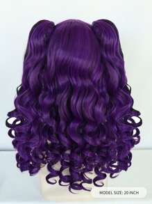 Cosplay Medium Body Wave Synthetic Wig With Bangs - Purple - View 2