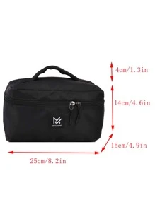 Washing Toiletry Bag Men's Handbag for Sports Business and Travel Storage Bag, Men Letter Patch Decor Clutch Bag Square Bag Envelope Bag Underarm Bag - Black - View 3