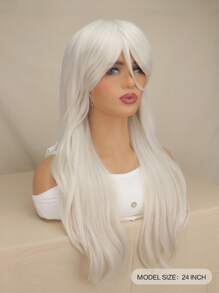 白銀色長波浪頭假髮,耐高溫角色扮演女性假髮 - 銀色 - 查看 2