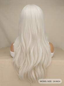 白銀色長波浪頭假髮,耐高溫角色扮演女性假髮 - 銀色 - 查看 3