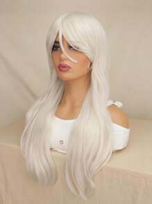 白銀色長波浪頭假髮,耐高溫角色扮演女性假髮 - 銀色 - 查看 4