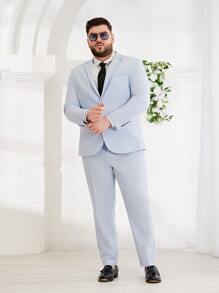 EASEVO Men Single Breast Blazer & Suit Trousers - Baby Blue - View 1