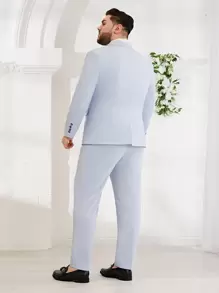 EASEVO Men Single Breast Blazer & Suit Trousers - Baby Blue - View 2