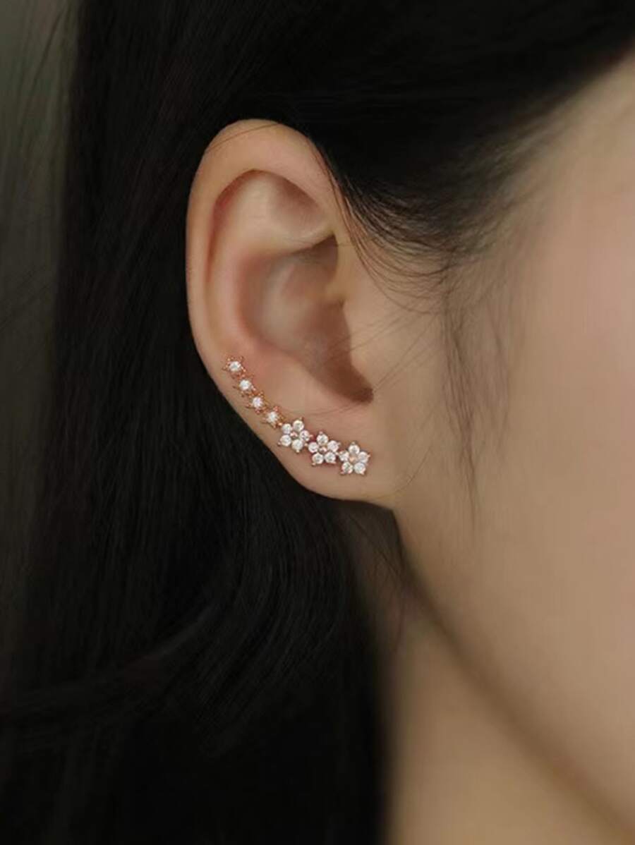 2入組水鑽裝飾耳環 - 玫瑰金 - 查看 1