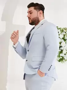 EASEVO Men Single Breast Blazer & Suit Trousers - Baby Blue - View 3