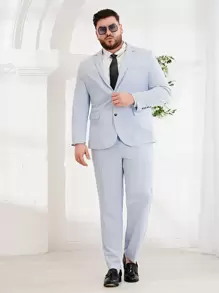 EASEVO Men Single Breast Blazer & Suit Trousers - Baby Blue - View 6