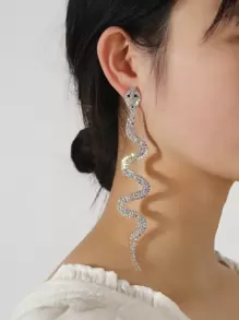 1 par de aretes largos con forma de serpiente - Multicolor - Ver 1