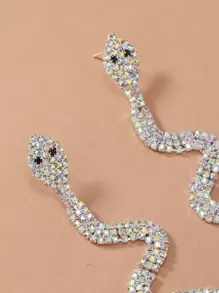 1 par de aretes largos con forma de serpiente - Multicolor - Ver 4