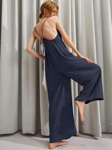 Áo liền quần nữ Lộ Lưng Túi màu trơn Gợi cảm - Màu xanh hải quân - Xem 6