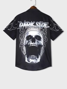 ROMWE MEN Goth Nam In Đầu lâu Áo sơ mi Without Tee - màu đen - Xem 1