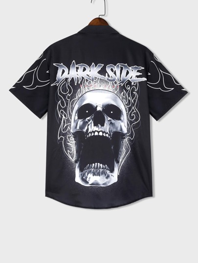 Goth Men Skull Print Shirt Without Tee
