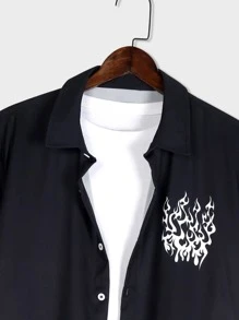 ROMWE MEN Goth Nam In Đầu lâu Áo sơ mi Without Tee - màu đen - Xem 3