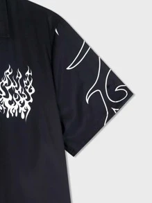 ROMWE MEN Goth Nam In Đầu lâu Áo sơ mi Without Tee - màu đen - Xem 5