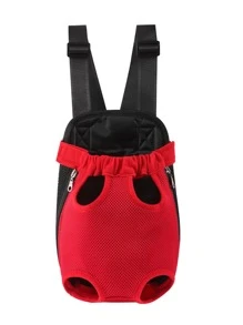 1pc Mesh Pet Carrier Bag - Red - View 2