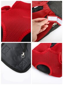 1pc Mesh Pet Carrier Bag - Red - View 3