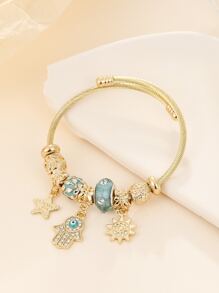 1 pieza Pulsera con colgante de ojo de demonio de acero inoxidable con rhinestones - Multicolor - Ver 2