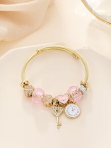 水鑽裝飾鑰匙墜飾手鐲 - 彩色 - 查看 4