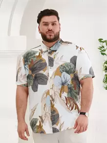 EASEVO Men Plus Tropical Print Shirt - Multicolor - View 1