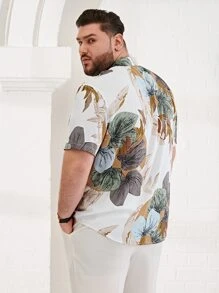 EASEVO Men Plus Tropical Print Shirt - Multicolor - View 2