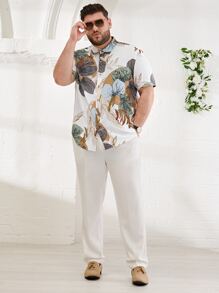 EASEVO Men Plus Tropical Print Shirt - Multicolor - View 4