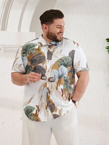 EASEVO Men Plus Tropical Print Shirt - Multicolor - View 5
