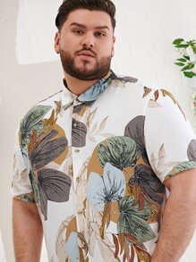 EASEVO Men Plus Tropical Print Shirt - Multicolor - View 6