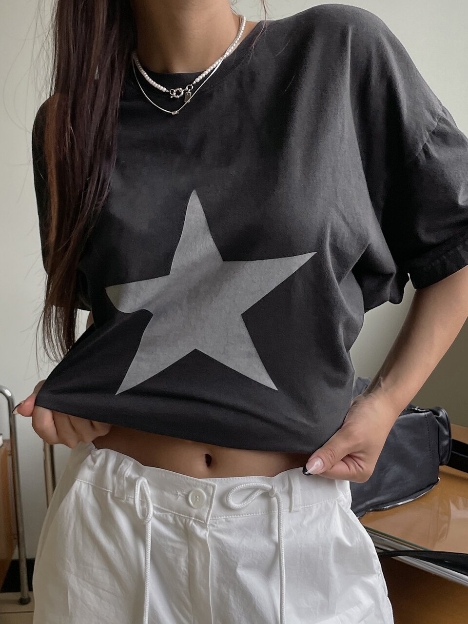 Geo Print Drop Shoulder Tee