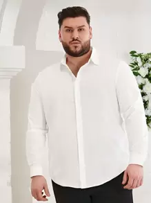 EASEVO Áo sơ mi Nam Nút phía trước màu trơn Giải trí - trắng - Xem 1