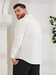 EASEVO Áo sơ mi Nam Nút phía trước màu trơn Giải trí - trắng - Xem 2