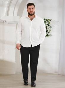 EASEVO Áo sơ mi Nam Nút phía trước màu trơn Giải trí - trắng - Xem 3